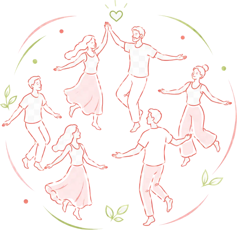 Illustration de personnes dansant en cercle